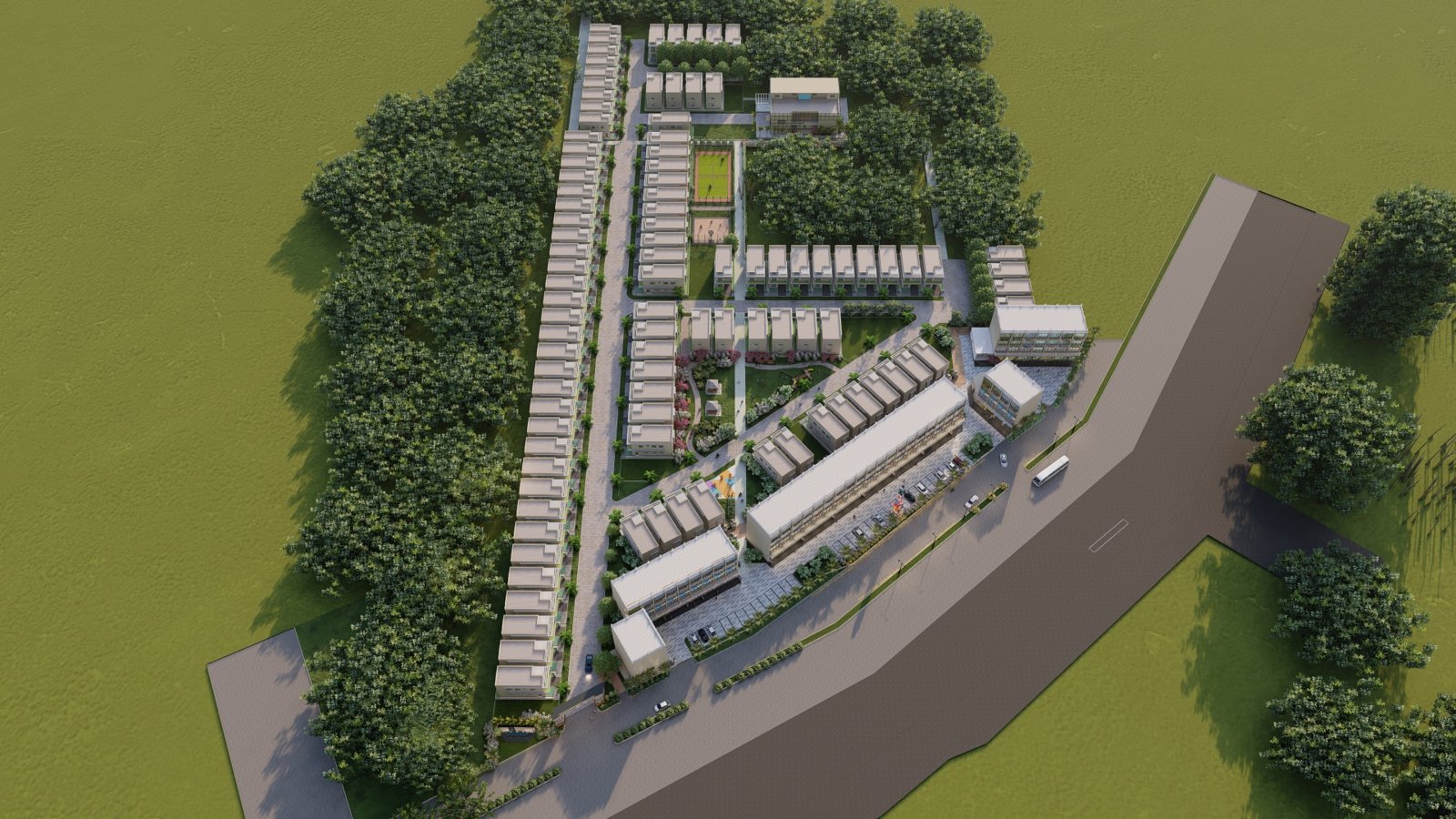 Official aerial architectural render of the Kingstreet plotted layout