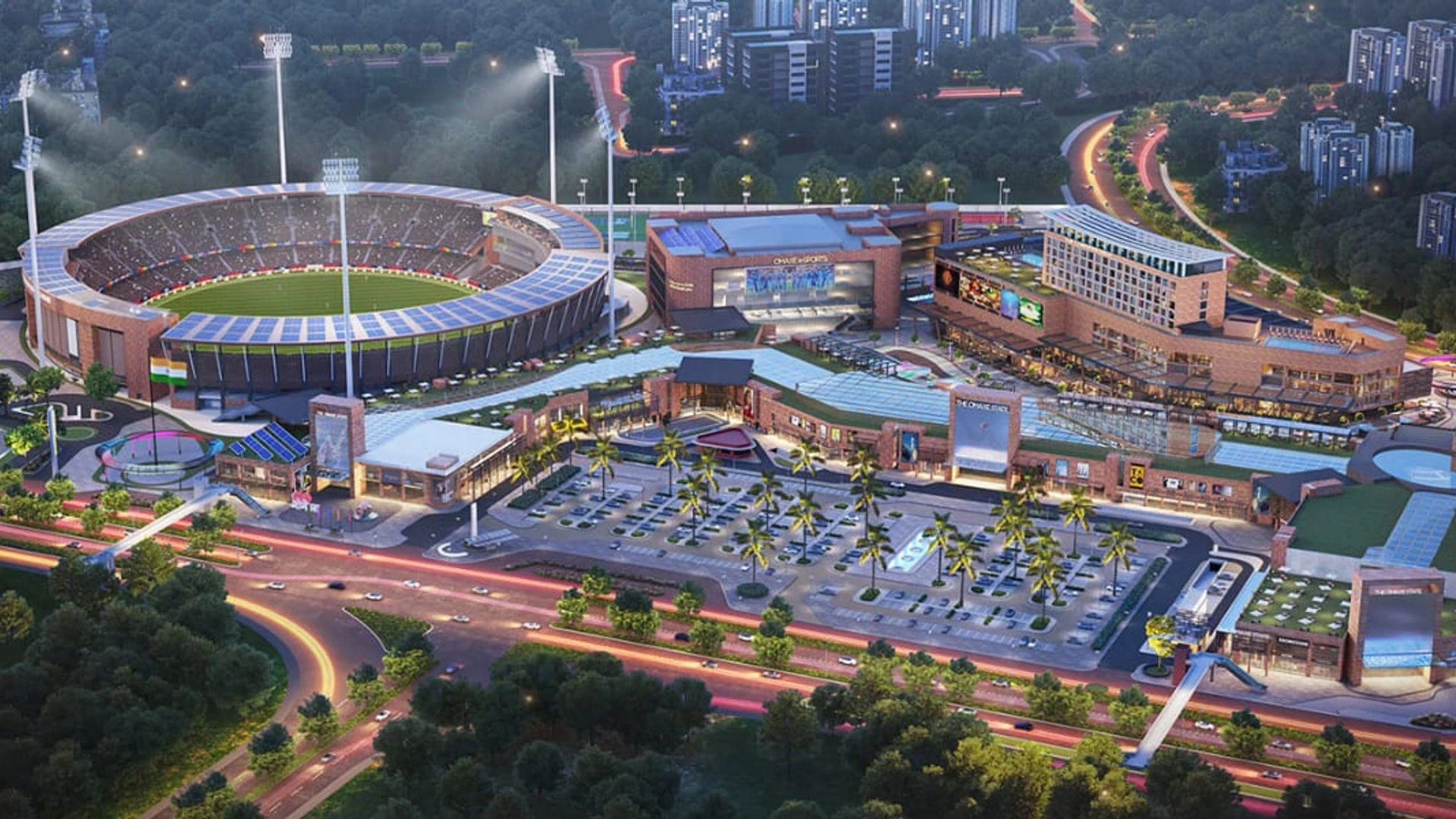 Aerial View – Cricket Stadium & Township